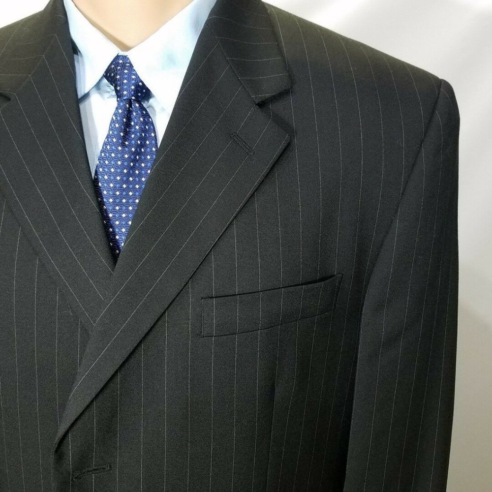 CHAPS 42L MEN'S SPORT COAT BLAZER BLACK WOOL VENTED S-172